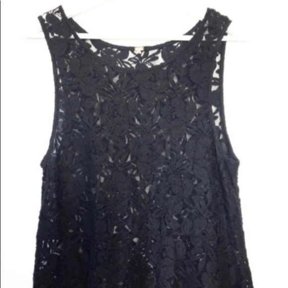 Free People Lace Casual Office Little Black Flowy Relaxed Sleeveless Dress S - Picture 4 of 11